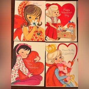 Vintage Valentine's Day Cards Set